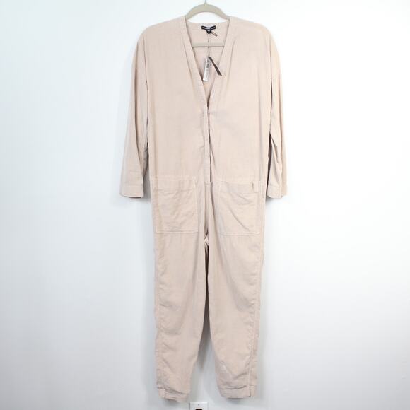 James Perse Ultra Fine Corduroy Jumper Jumpsuit Beige Neutral Nude - Picture 6 of 16
